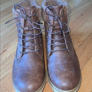 Brown lace up boots
